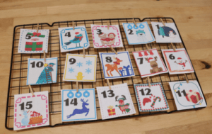 Free Printable Advent Calendar- Use cooling rack and clips