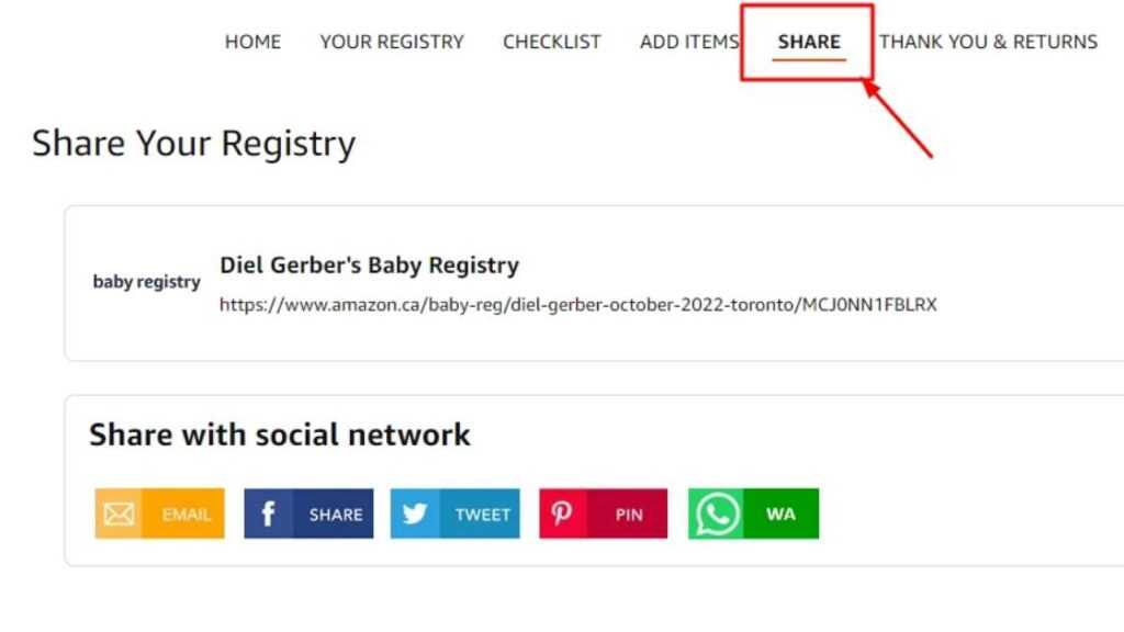 How to share your Amazon baby registry