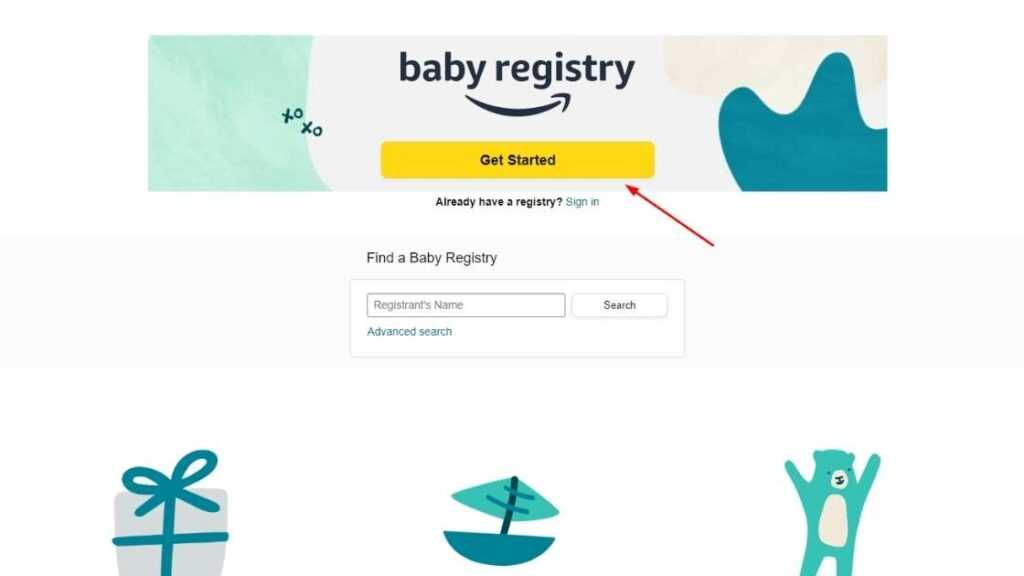 Open Amazon Baby Registry page