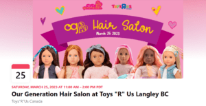 Our Generation Hair Salon at Toys R Us Langley BC