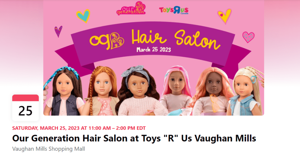 Our Generation Hair Salon at Toys R Us Vaughan Mills
